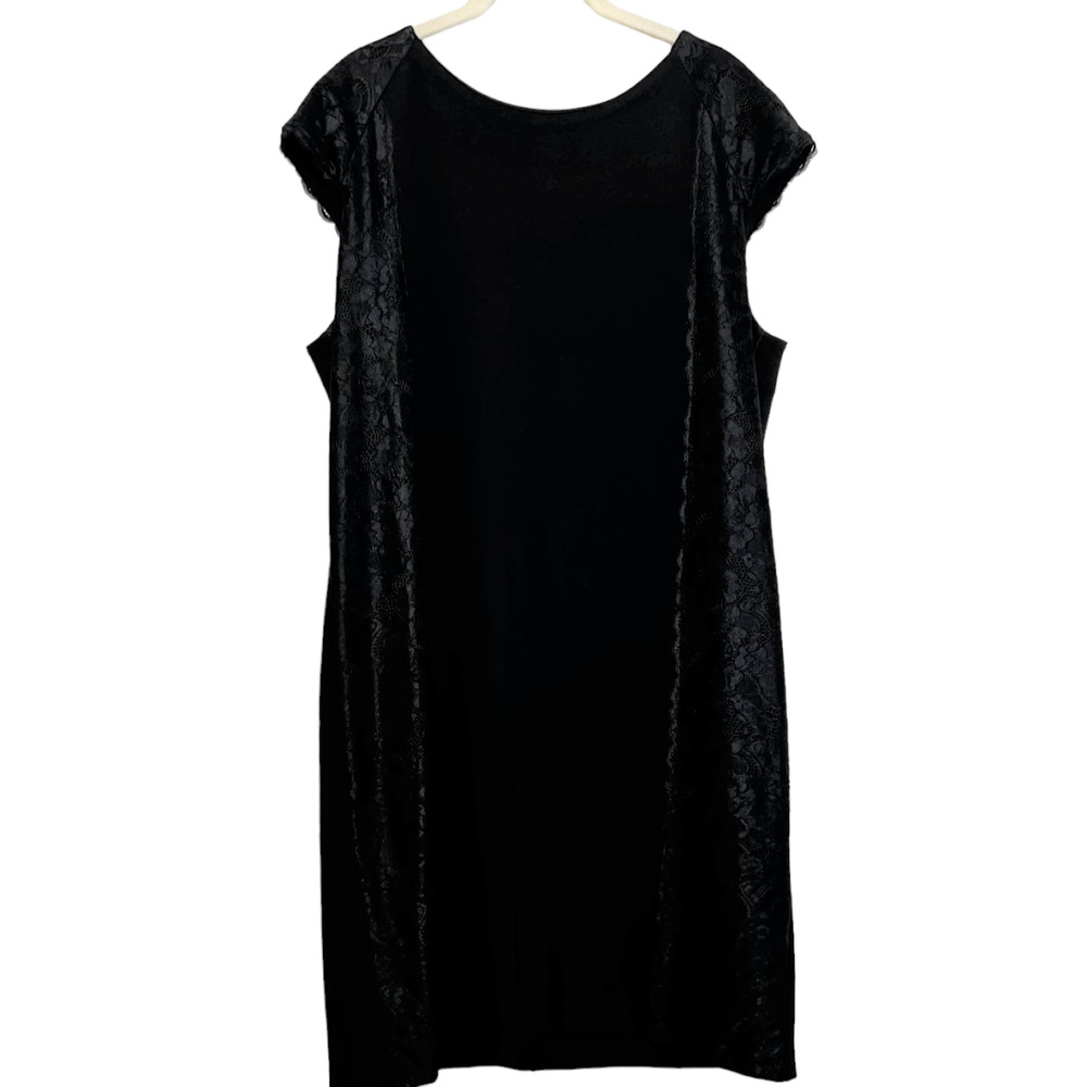 Chicos Womens Sleeveless Black Dress Size 12 Cap Sleeves Lace Trim Back Zipper